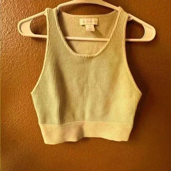 House Of Harlowe 1960 Tan Ribbed Knit Skirt And Top Set Size Large EUC! - Picture 7 of 11